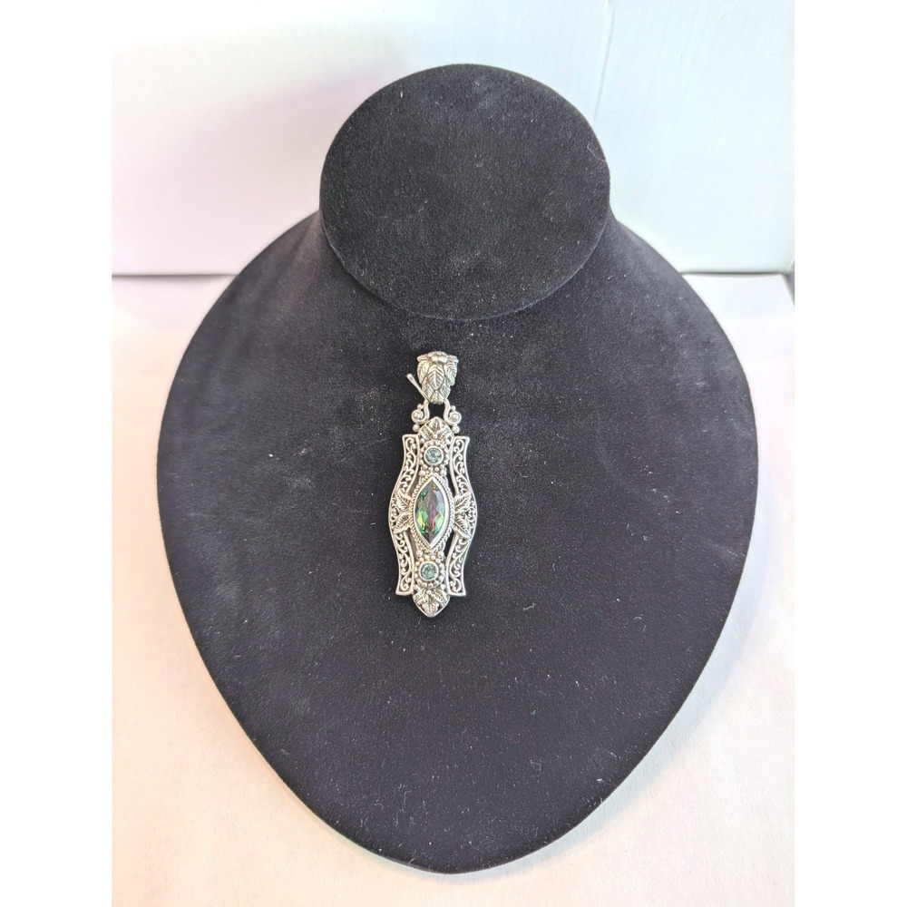 Sarda Artisan Collection Bali Mystic Quartz Topaz Sterling Silver Pendant JTV - Picture 5 of 6